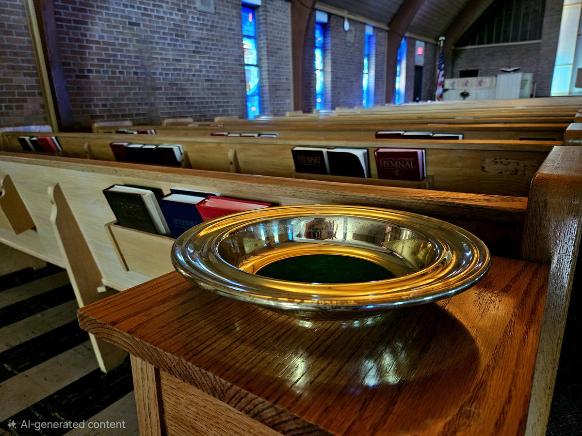 Offering plate in the sanctuary